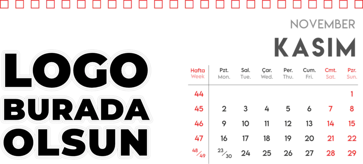 Spiralli Masa Üstü Takvimi