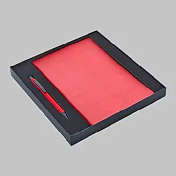 2280-K Hediyelik Set - 13x21 Renkli Kenar Not Defteri Metal Tükenmez Kalem