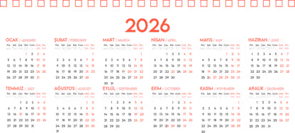 Spiralli Masa Üstü Takvimi
