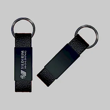 2408  Metal Suni Deri Anahtarlık Çift Taraflı