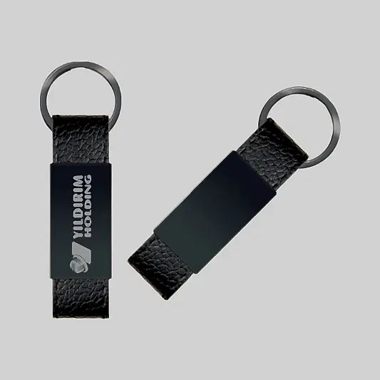 2408  Metal Suni Deri Anahtarlık Çift Taraflı