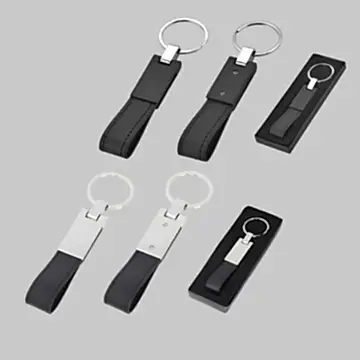 2204  Metal Suni Deri Anahtarlık Tek Taraflı