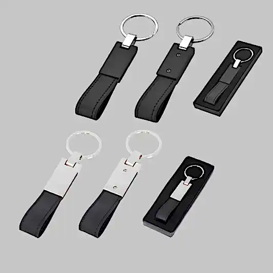 2204  Metal Suni Deri Anahtarlık Tek Taraflı