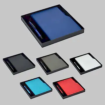 941-K Hediyelik Set - 15X21 Renkli Kenar Not Defteri - Metal Tükenmez Kalem