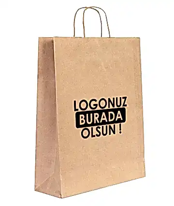 Burgu Saplı Kraft Kağıt Çanta - 32x12x41 cm (Özelleştirilebilir)