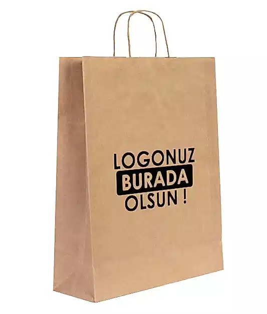 Burgu Saplı Kraft Kağıt Çanta - 32x12x41 cm (Özelleştirilebilir)