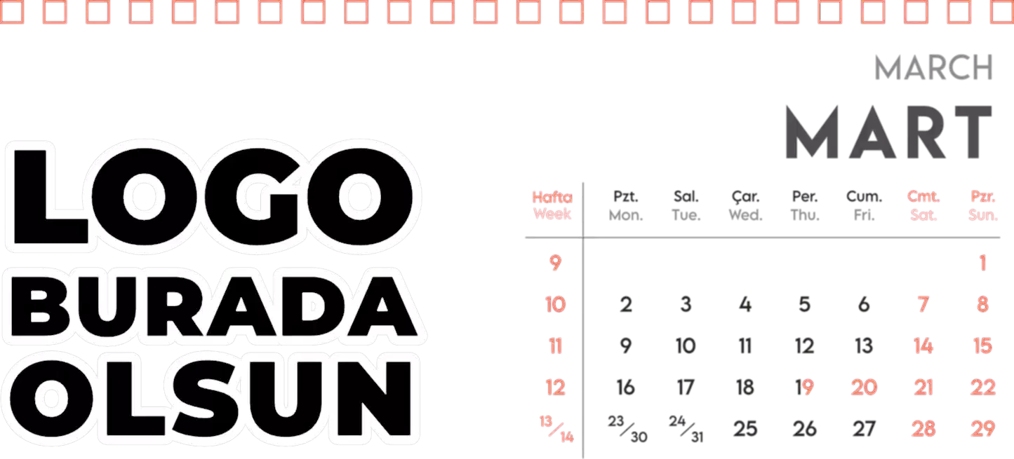 Spiralli Masa Üstü Takvimi