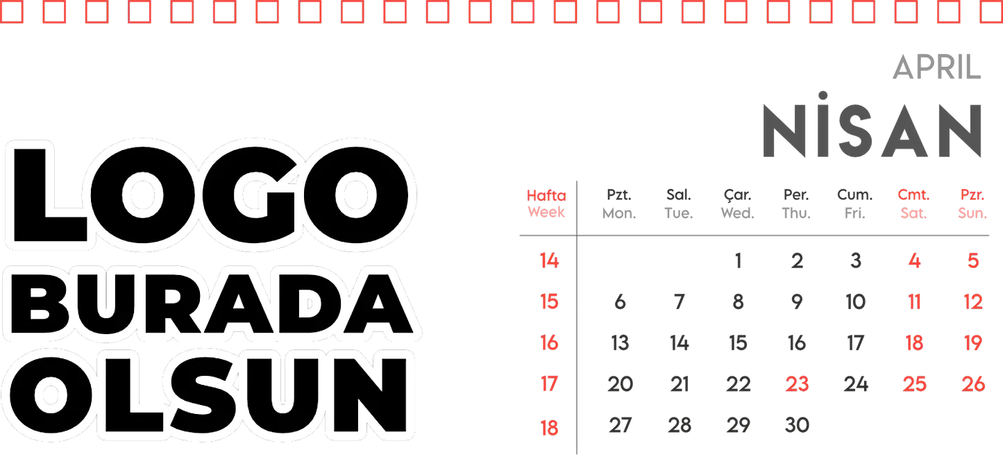 Spiralli Masa Üstü Takvimi