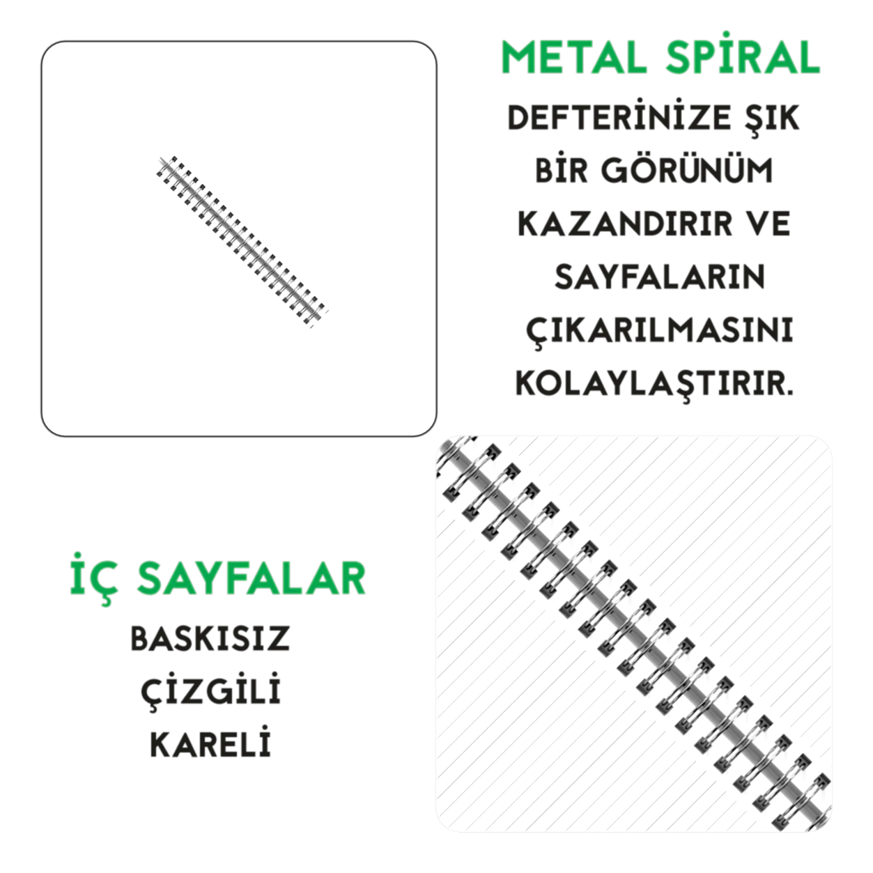 Kuşe Metal Spiralli Defter - Özel Baskılı