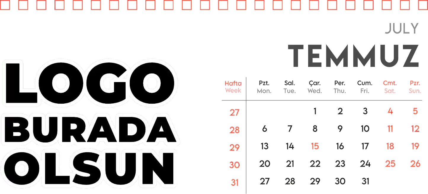 Spiralli Masa Üstü Takvimi