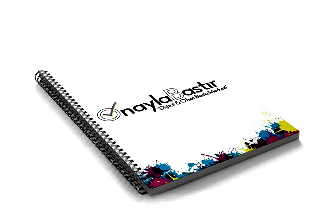 Çok adetli kuşe metal spiralli defter, firma logolu özel baskı ile ofis kullanımına ve promosyon amaçlı kullanıma uygun.

