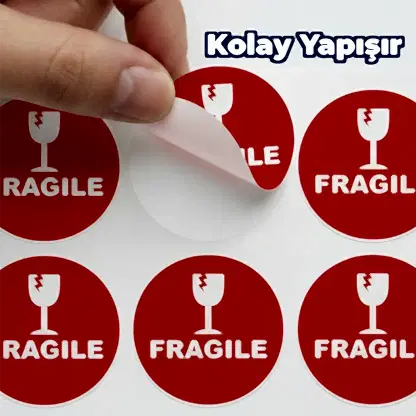 Kırılır Etiketi Baskı | Kargo Fragile Sticker – Dikkat Kırılabilir Uyarı Etiketi - Hazır Model