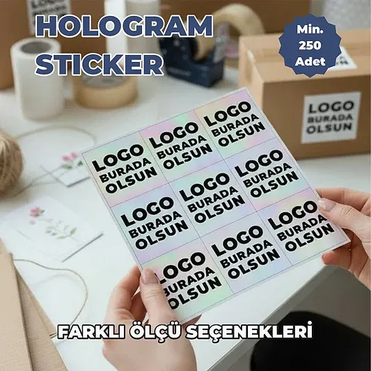 Kare Hologram Sticker | Logo Baskılı Etiket