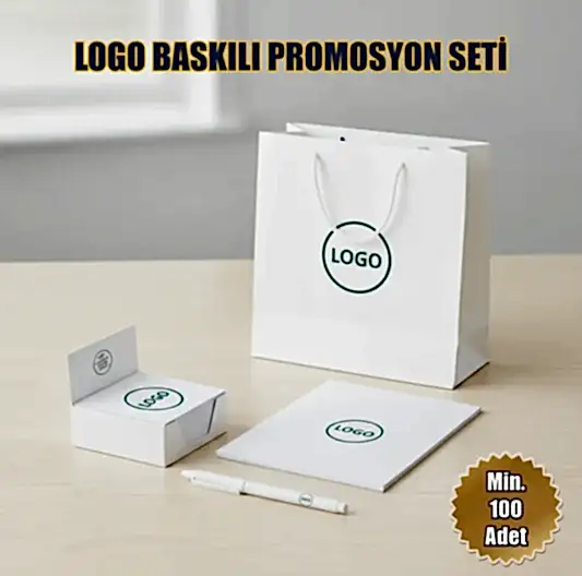 Masaüstü Set: Çanta, Kalem, Bloknot  ve Küp Bloknot | Logo Baskılı