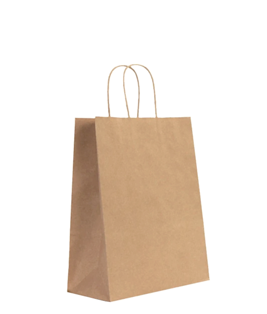 Burgu Saplı Kraft Kağıt Çanta - 25x12x31 cm