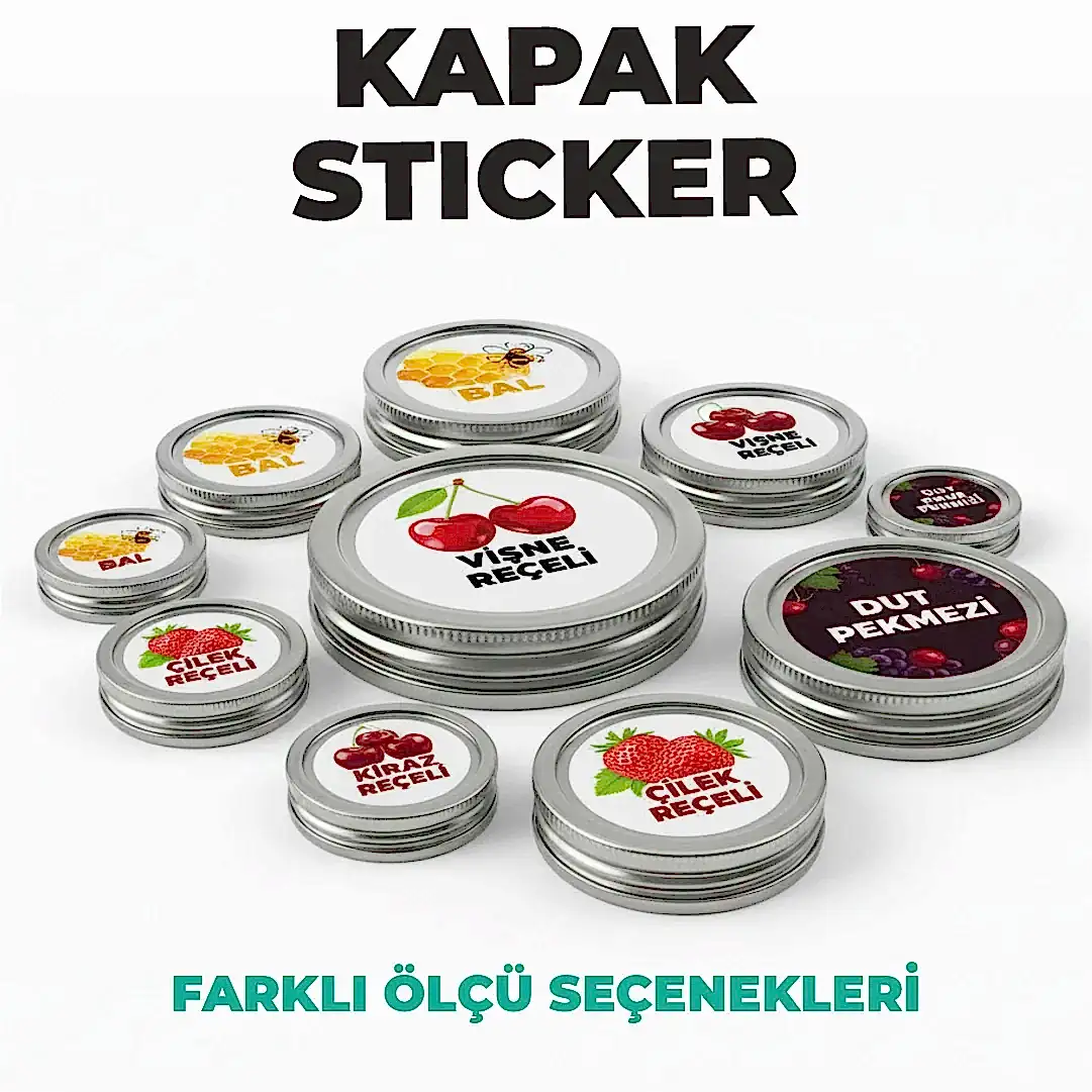 Sticker Baskı – Kavanoz Kapak Etiketi | Yuvarlak Bal & Reçel Etiketi (Kuşe Kağıt)