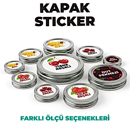 Sticker Baskı – Kavanoz Kapak Etiketi | Yuvarlak Bal & Reçel Etiketi (Kuşe Kağıt)
