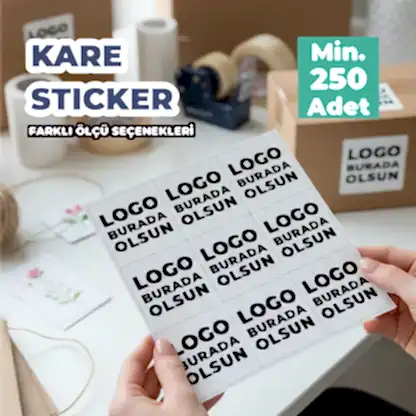 Sticker & Etiket Baskı | Kare · Suya Dayanıklı · Özelleştirilebilir
