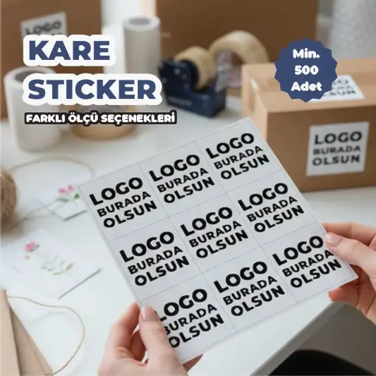Sticker & Etiket | Kare · Kuşe Kağıt · Özelleştirilebilir