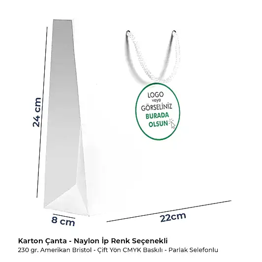 Karton Çanta - Dikey - 22x24x8 cm