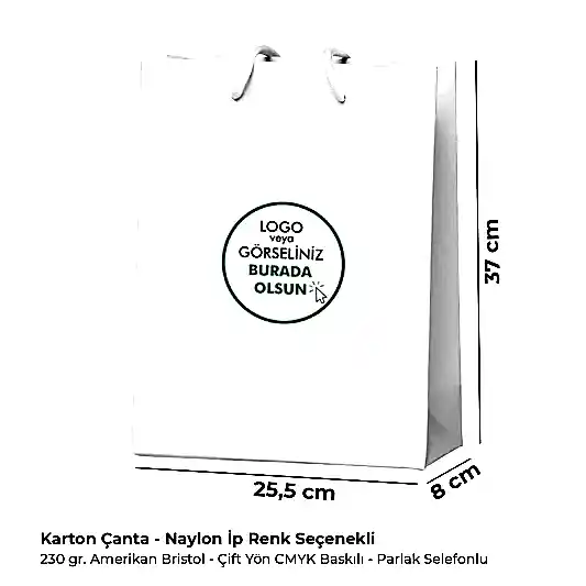 Karton Çanta - Dikey - 25.5x37x8 cm