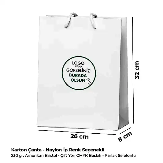 Karton Çanta - Dikey - 26x32x8 cm