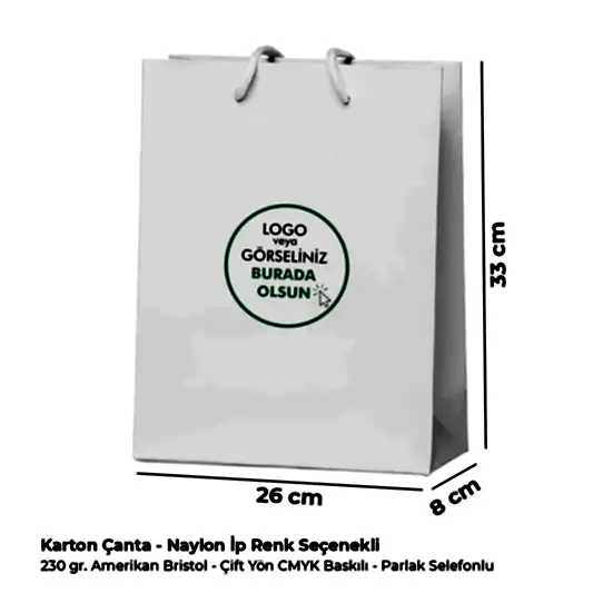 Karton Çanta - Dikey - 26x33x8 cm