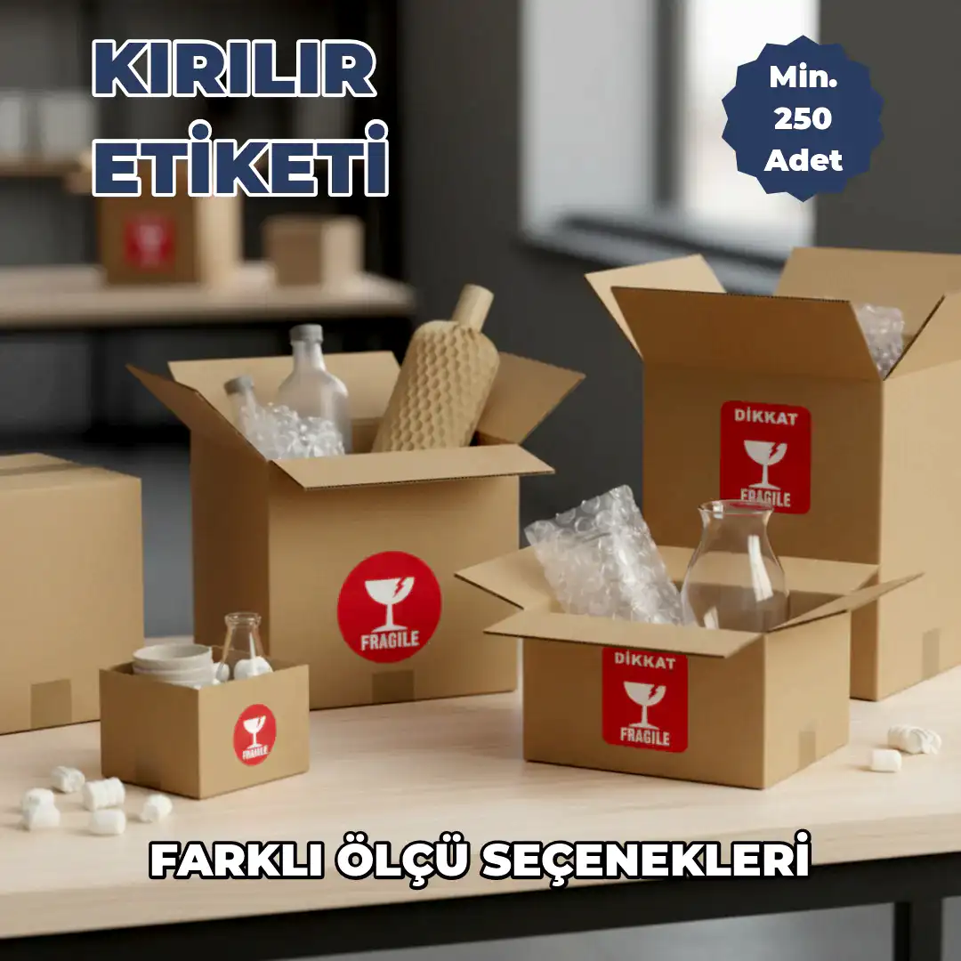 Kırılır Etiketi Baskı | Kargo Fragile Sticker – Dikkat Kırılabilir Uyarı Etiketi - Hazır Model