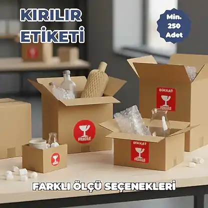 Kırılır Etiketi Baskı | Kargo Fragile Sticker – Dikkat Kırılabilir Uyarı Etiketi - Hazır Model