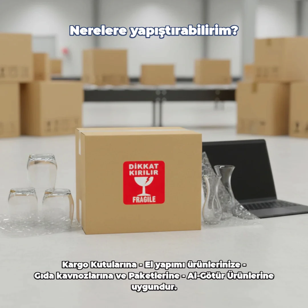 Kırılır Etiketi Baskı | Kargo Fragile Sticker – Dikkat Kırılabilir Uyarı Etiketi - Hazır Model