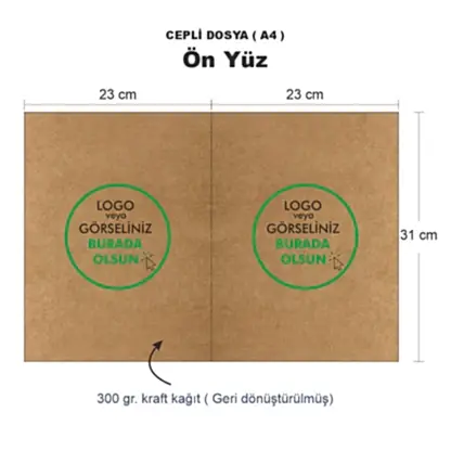 Kraft Cepli Dosya ( A4)  – 300 gr Logo Baskılı Karton Sunum Dosyası