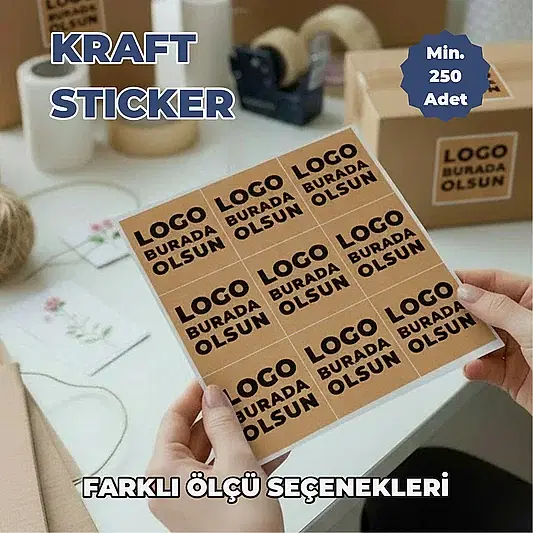 Kare Kraft Etiket Baskı | Özel Tasarım Doğal Kraft Sticker