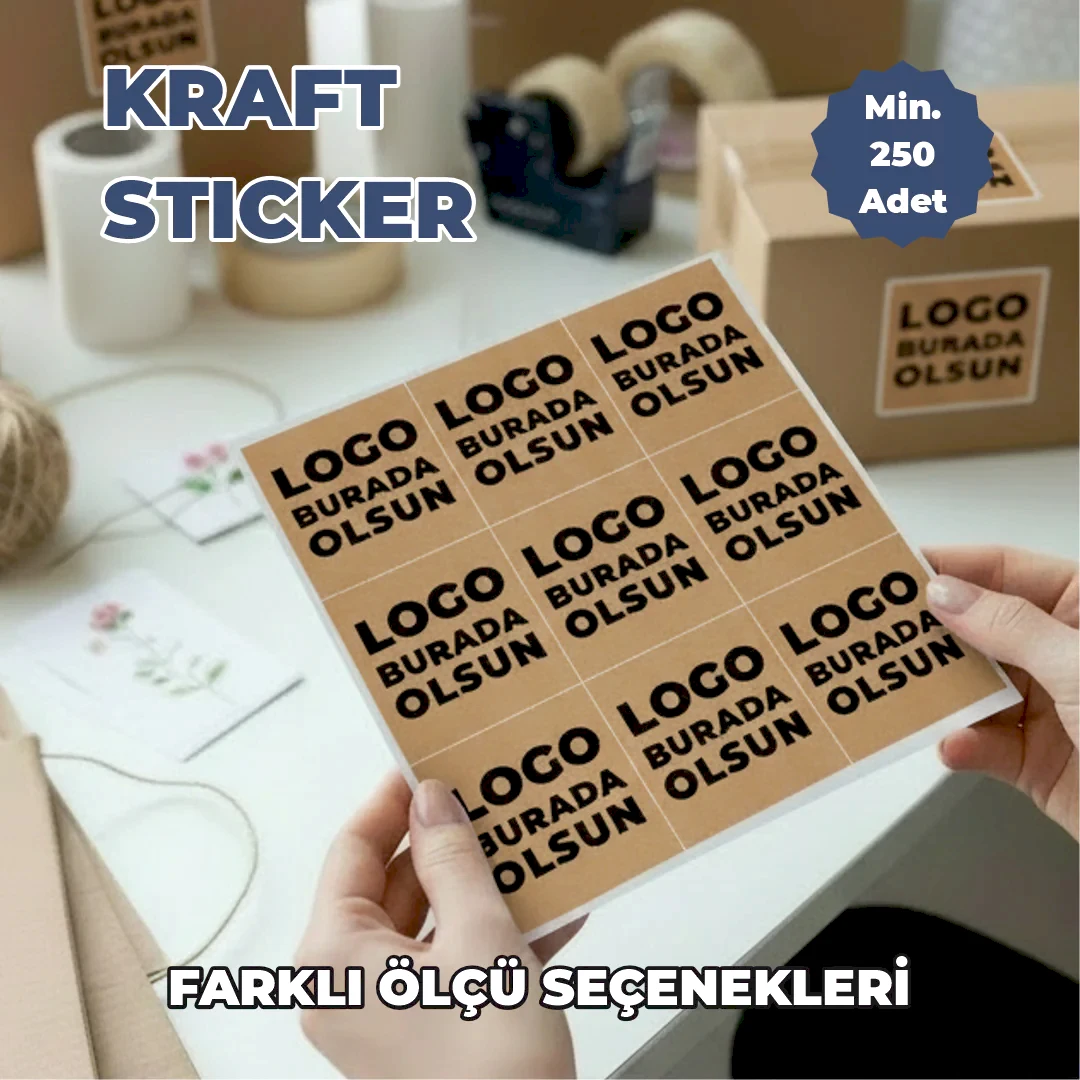 Kare Kraft Etiket Baskı | Özel Tasarım Doğal Kraft Sticker