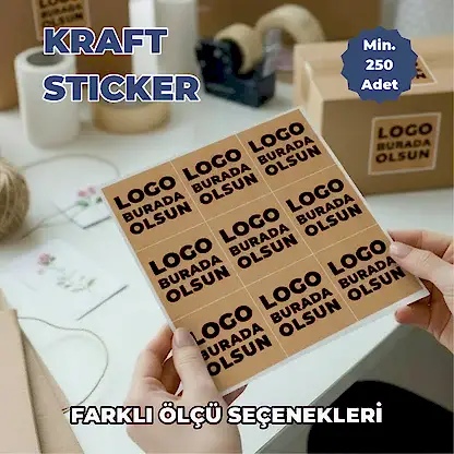 Kare Kraft Etiket Baskı | Özel Tasarım Doğal Kraft Sticker