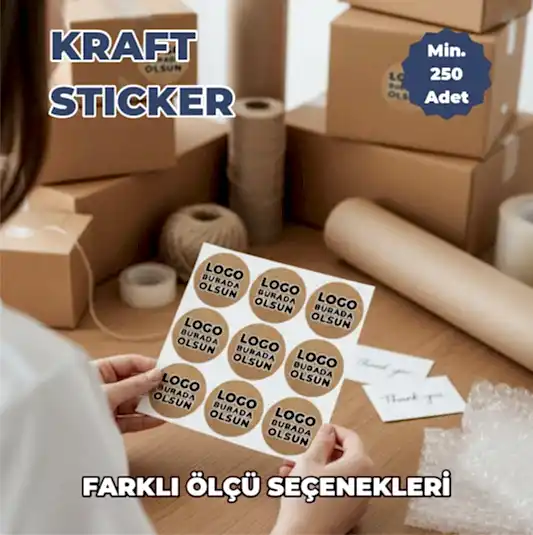 Yuvarlak Kraft Etiket Baskı | Doğal Görünümlü Yuvarlak Sticker