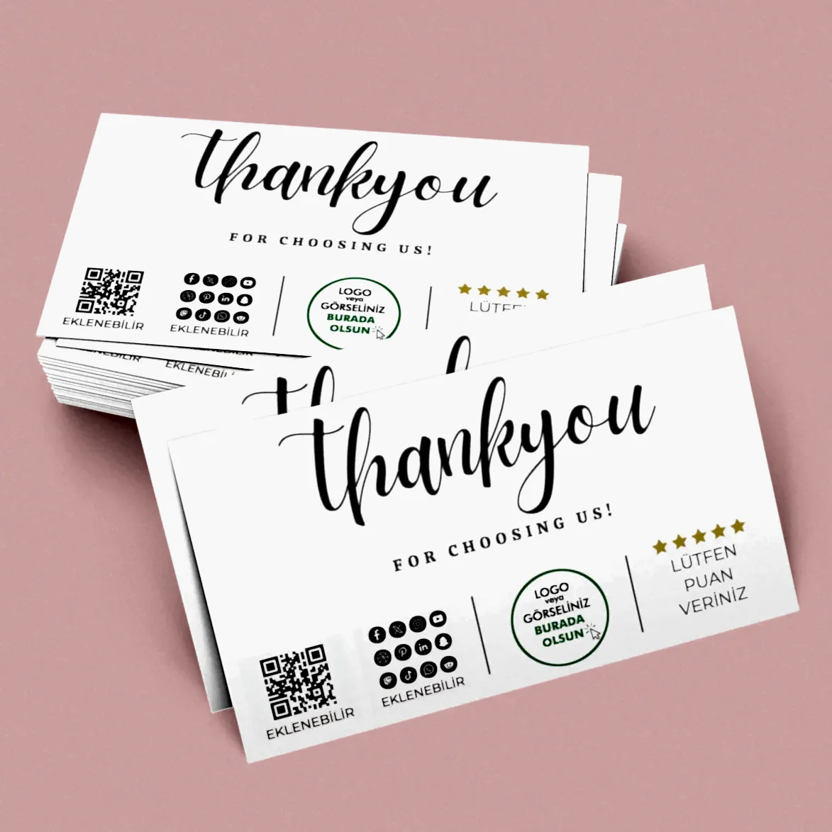 Kuşe Kağıt Kargo Teşekkür  Kartı