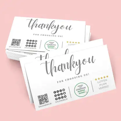 Kuşe Kağıt Kargo Teşekkür  Kartı