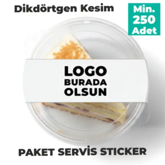 Paket Servis Sticker | Logo Baskılı Dikdörtgen Gıda Ambalaj Etiketi