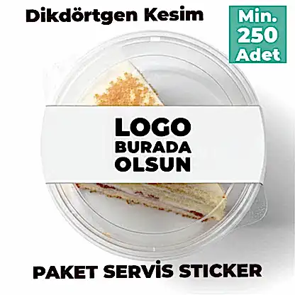 Paket Servis Sticker | Logo Baskılı Dikdörtgen Gıda Ambalaj Etiketi