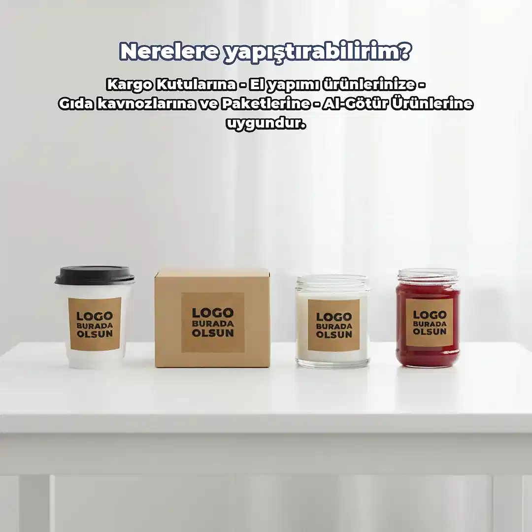 Kare Kraft Etiket Baskı | Özel Tasarım Doğal Kraft Sticker