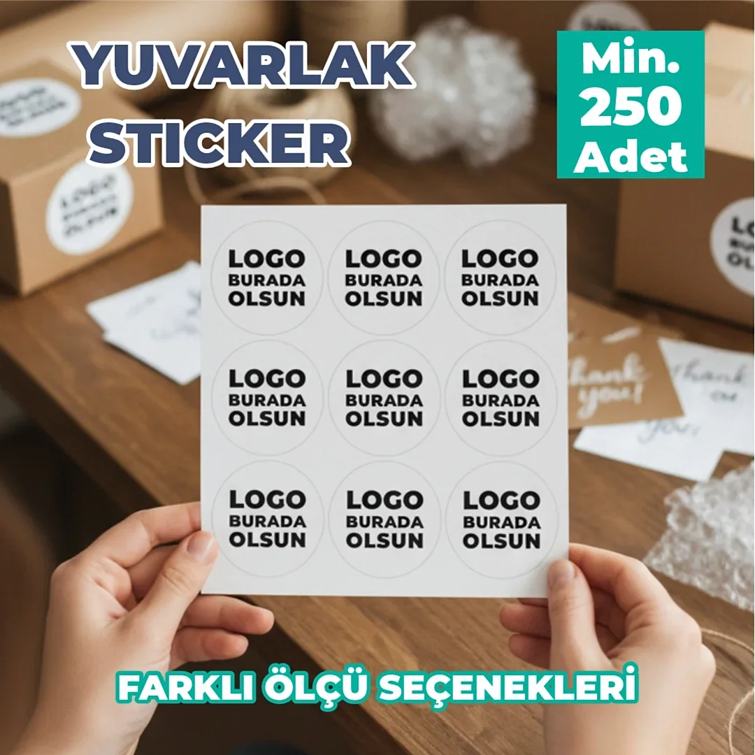 Yuvarlak Logo Sticker – Kendinden Yapışkanlı, Özelleştirilebilir Etiket