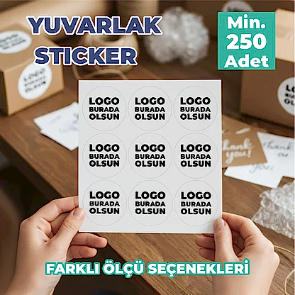 Yuvarlak Logo Sticker – Kendinden Yapışkanlı, Özelleştirilebilir Etiket