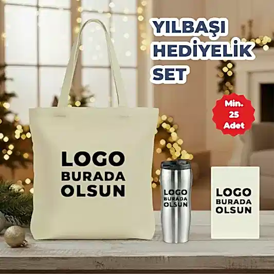 Kurumsal Promosyon Yeni Yıl Hediyeleri - Kanvas Çanta, Termos ve Kanvas Defter