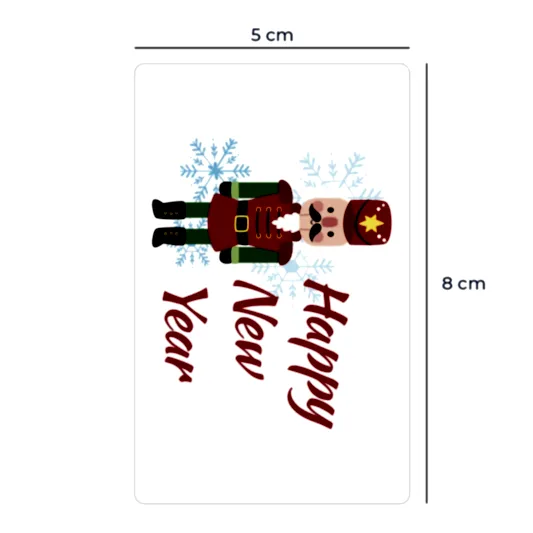 Yılbaşı Kuşe Sticker – 19 Farklı Hazır Tasarım - 8x5 cm